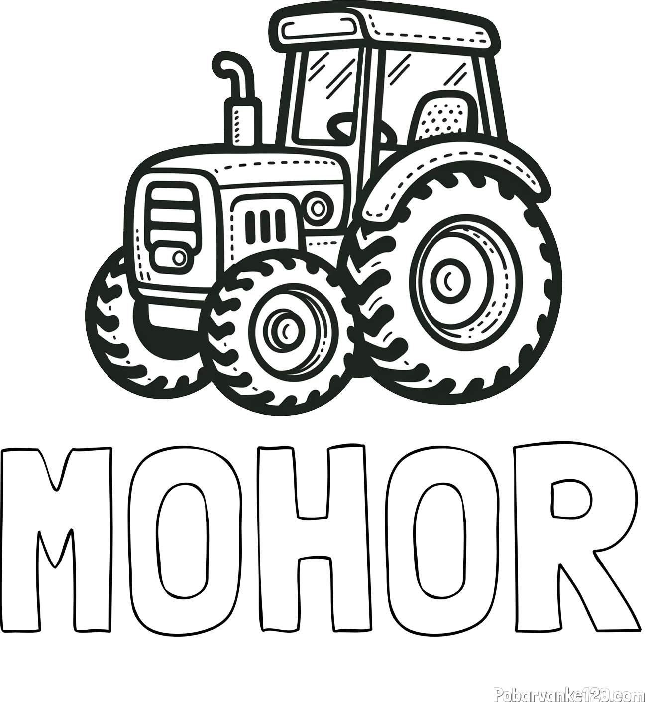 Pobarvanka imena MOHOR in pobarvanka čudovitega traktorja