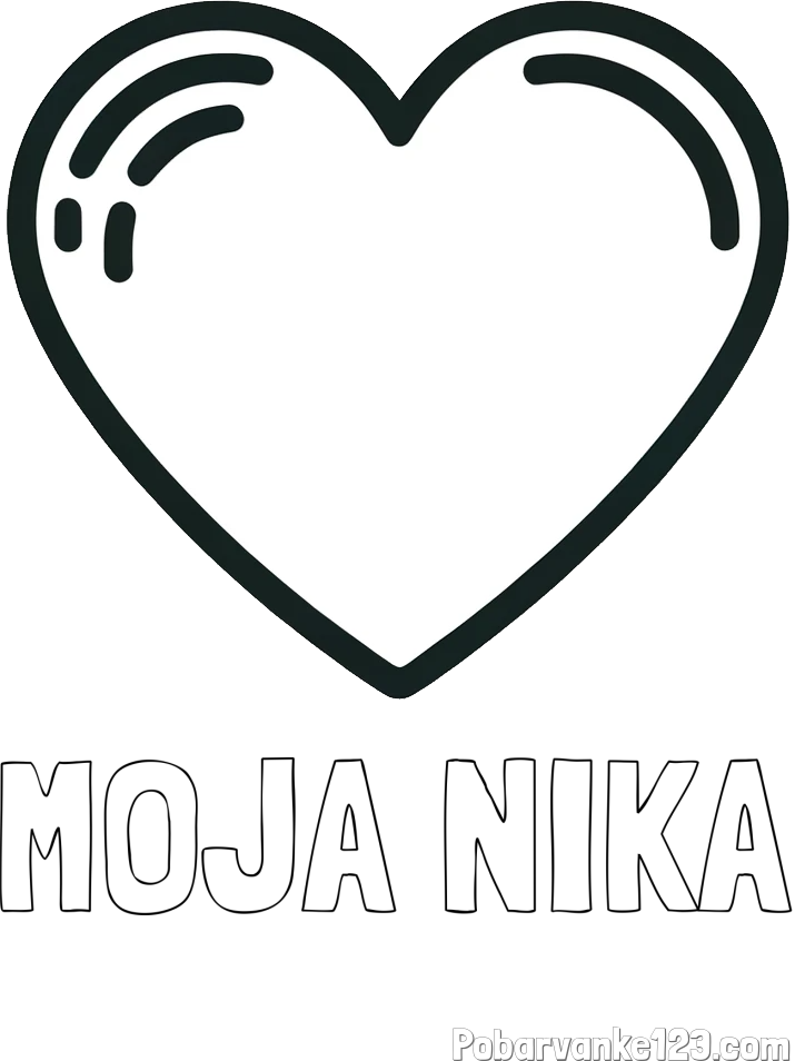 Pobarvanka imena MOJA NIKA in pobarvanka lepega srčka