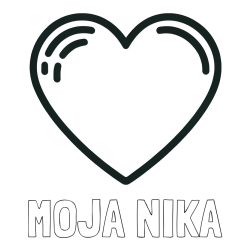 Online izdelana pobarvanka - Pobarvanka imena MOJA NIKA in pobarvanka lepega srčka
