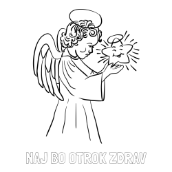 Online izdelana pobarvanka - Pobarvanka imena NAJ BO OTROK ZDRAV in pobarvanka angela z zvezdo