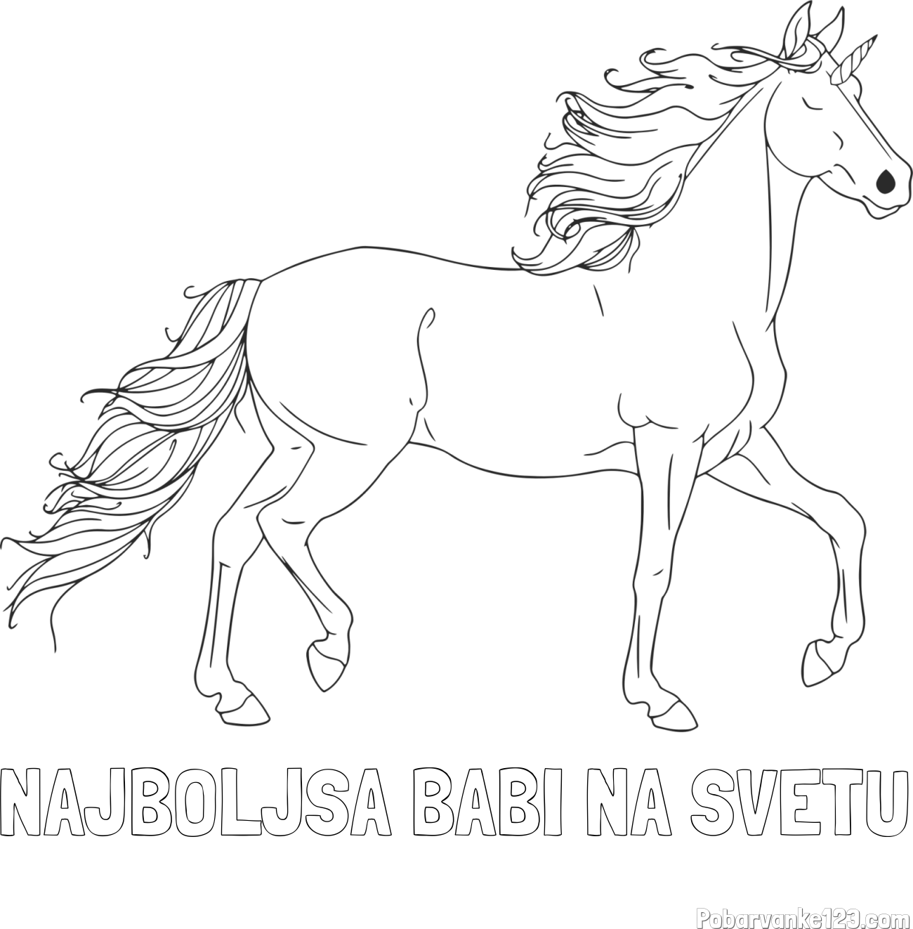 Pobarvanka imena NAJBOLJŠA BABI NA SVETU in samorog