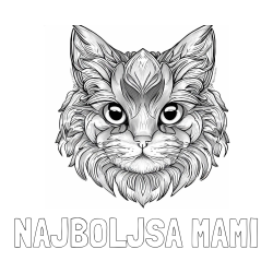 Online izdelana pobarvanka - Pobarvanka imena NAJBOLJŠA MAMI in pobarvanka mačke
