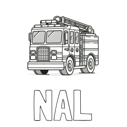 Online izdelana pobarvanka - Pobarvanka imena NAL in pobarvanka velikega gasilskega avta