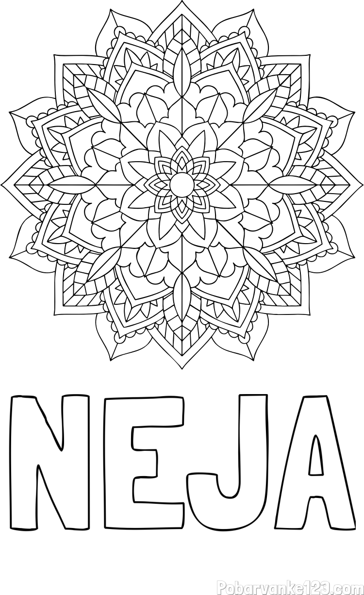 Pobarvanka imena NEJA in Čudovita pobarvanka mendale