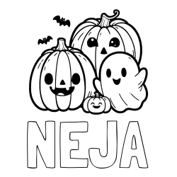 Online izdelana pobarvanka - Pobarvanka imena NEJA in pobarvanka duhca in buč za noč čarovnic