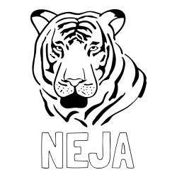 Online izdelana pobarvanka - Pobarvanka imena NEJA in pobarvanka glave odraslega tigra