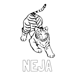 Online izdelana pobarvanka - Pobarvanka imena NEJA in pobarvanka velikega tigra