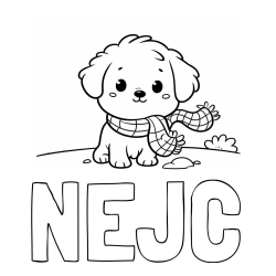 Online izdelana pobarvanka - Pobarvanka imena NEJC in pobarvanka prikupnega psička
