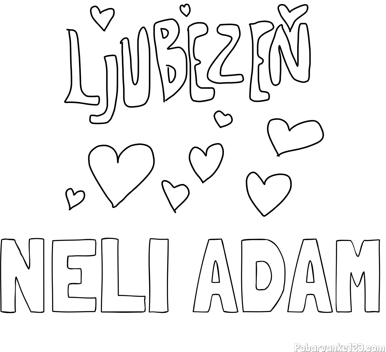 Pobarvanka imena NELI ADAM in pobarvanka ljubezni ❤