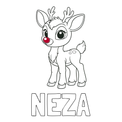 Online izdelana pobarvanka - Pobarvanka imena NEŽA in pobarvanka nasmejanega jelenčka Rudolfa