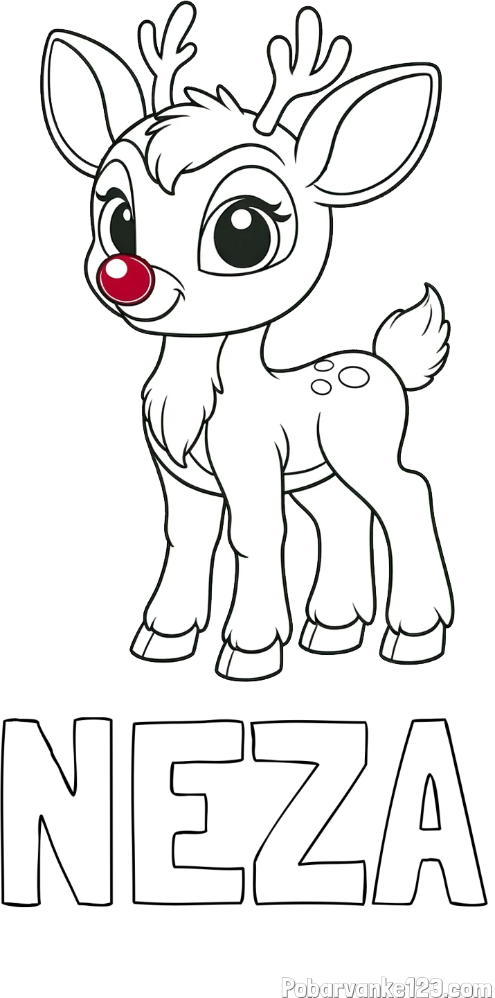 Pobarvanka imena NEŽA in pobarvanka nasmejanega jelenčka Rudolfa