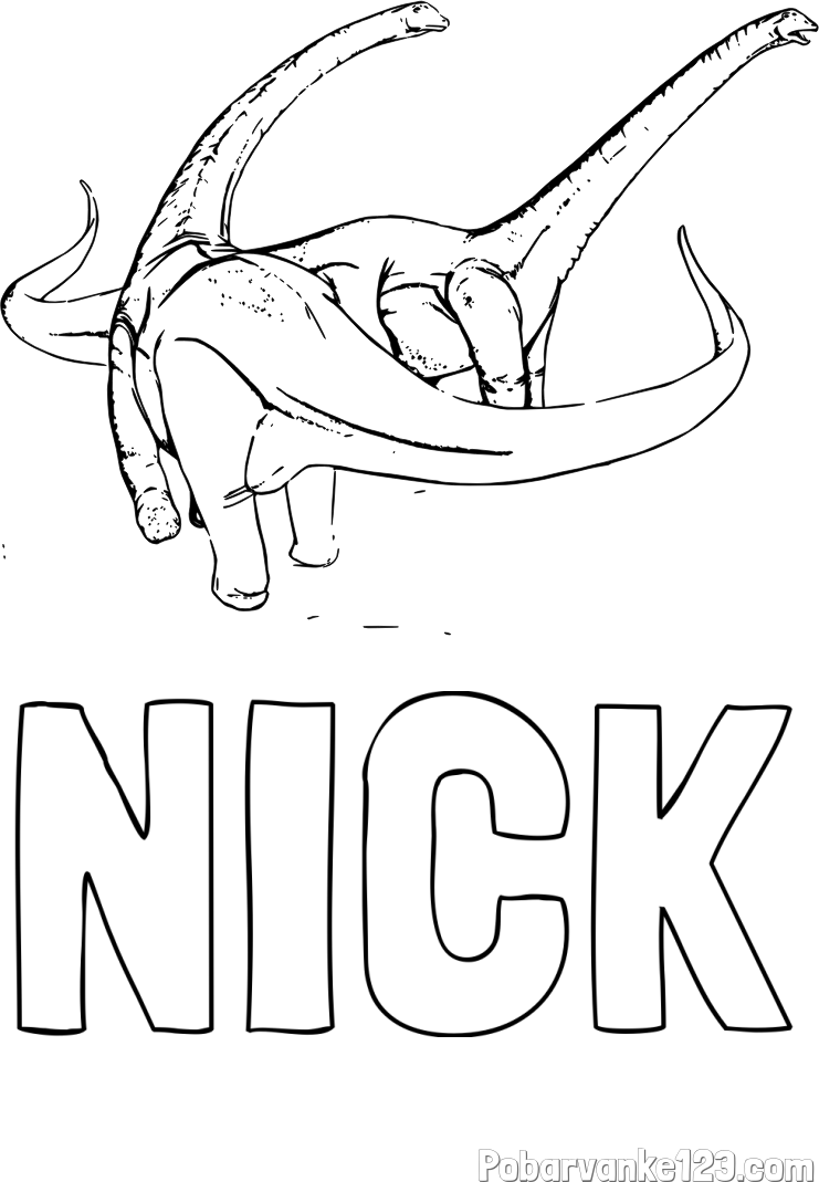 Pobarvanka imena NICK in pobarvanka dinozavra Alamosaurus