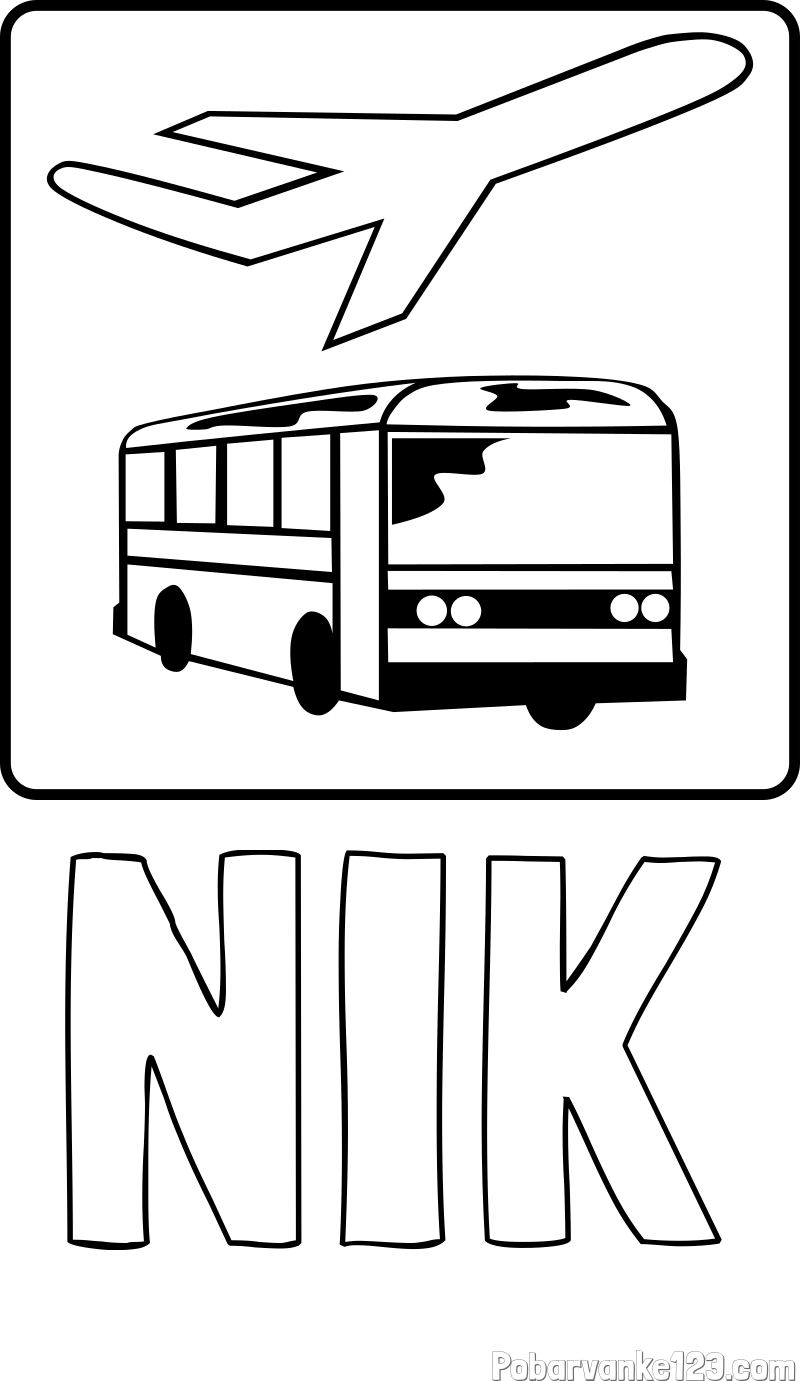 Pobarvanka imena NIK in avtobus in letalo
