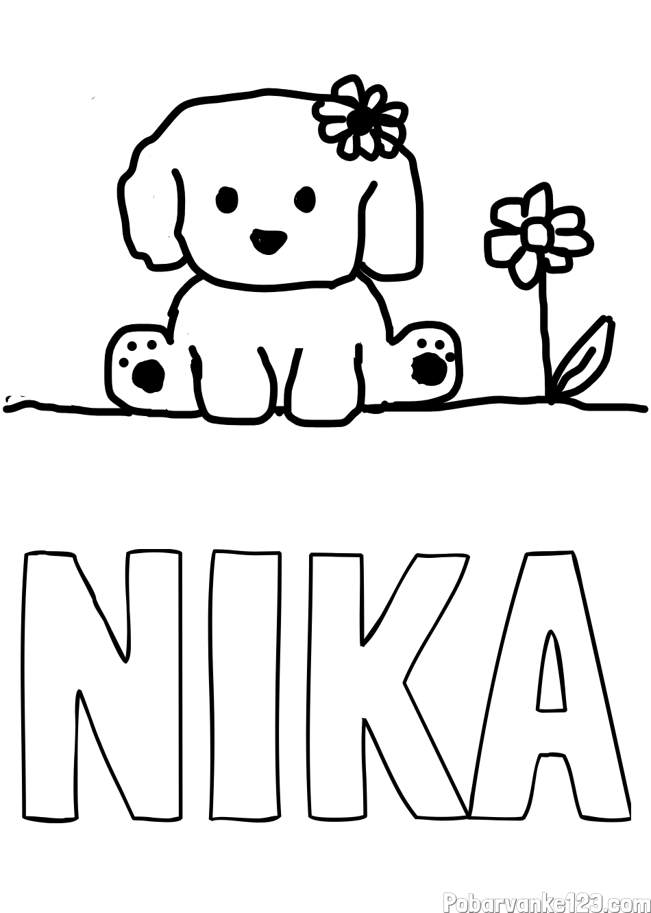 Pobarvanka imena NIKA in KUŽIKA
