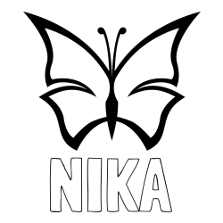 Online izdelana pobarvanka - Pobarvanka imena NIKA in otroška pobarvanka metulja