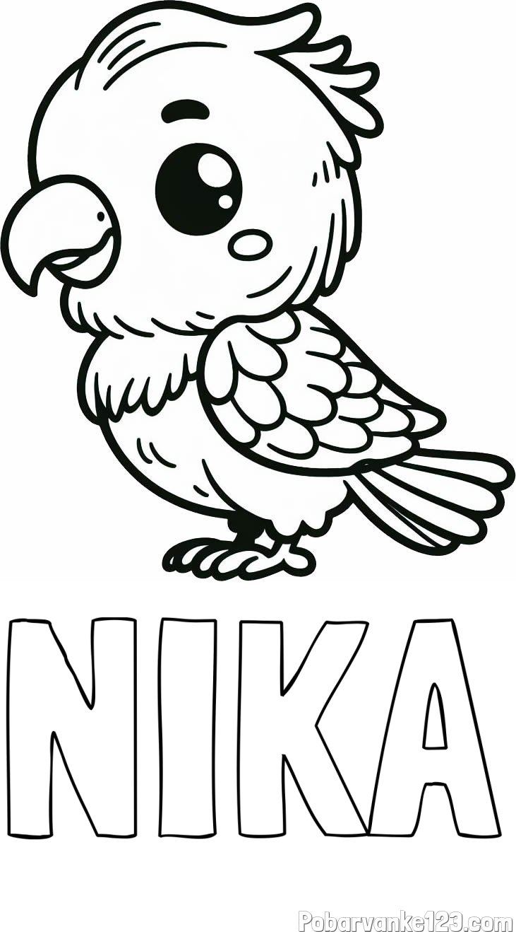 Pobarvanka imena NIKA in pobarvanka ljubkega papagaja