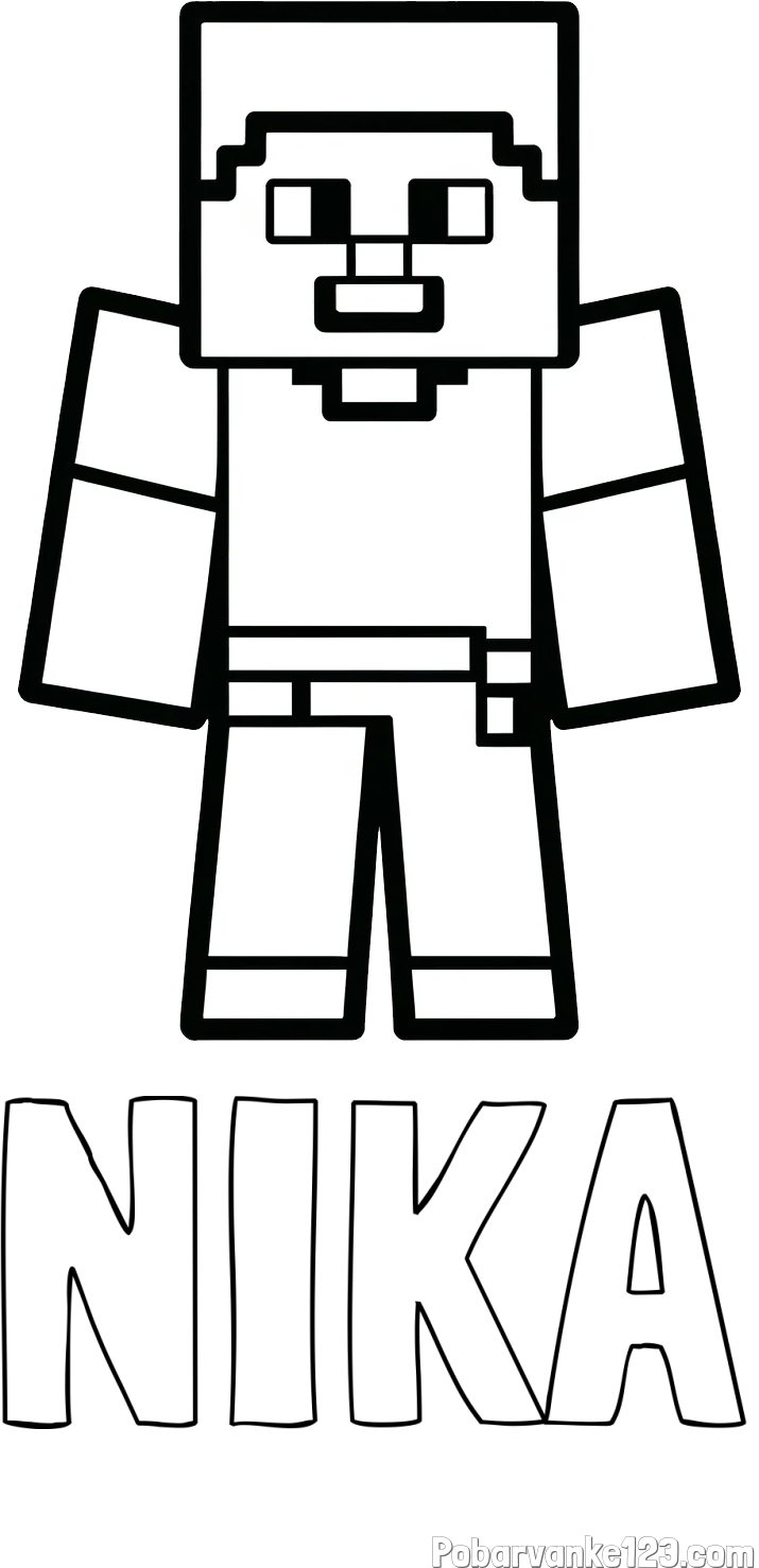 Pobarvanka imena NIKA in pobarvanka Minecraft figurice