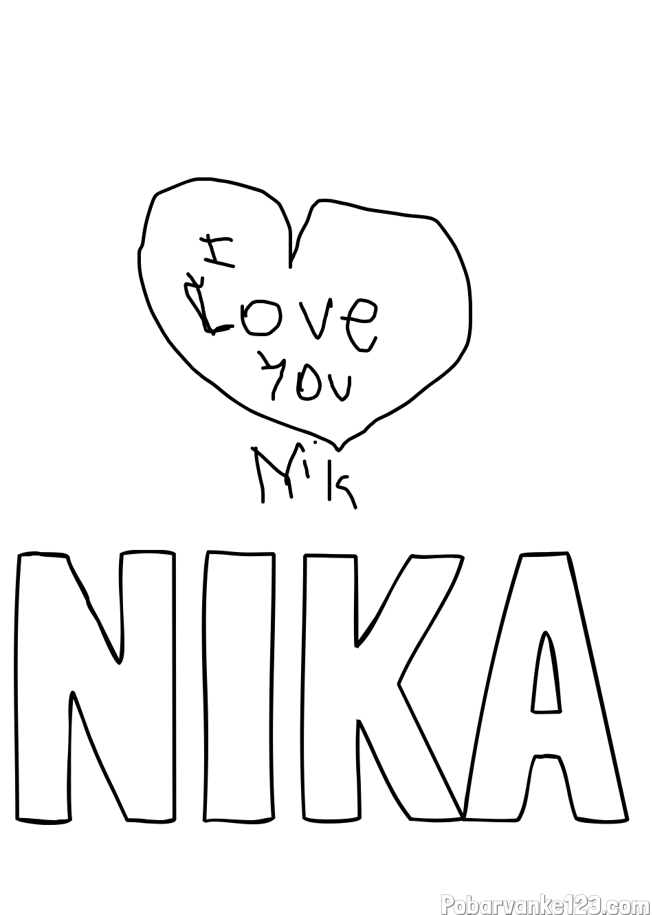 Pobarvanka imena NIKA in za Nika
