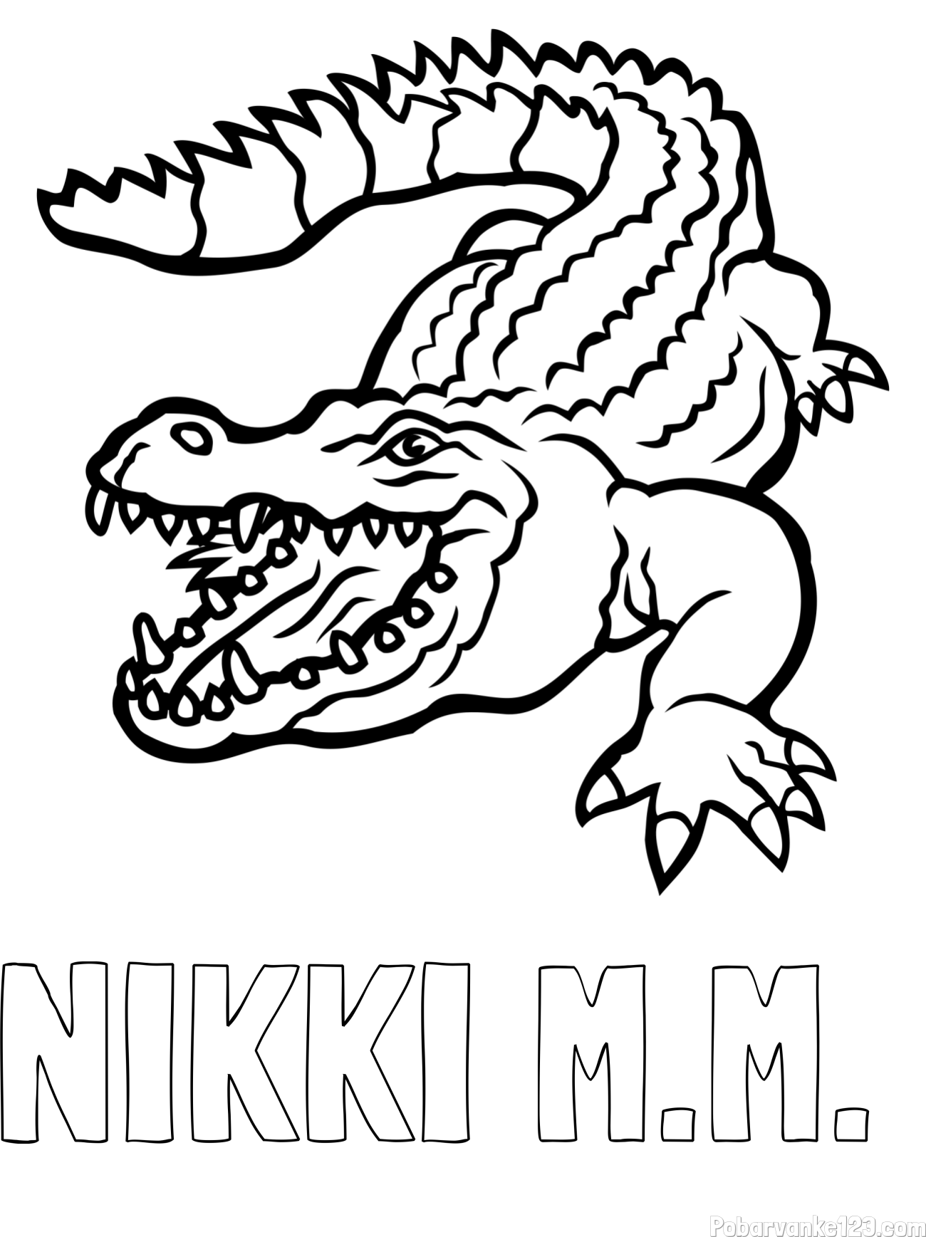Pobarvanka imena NIKKI M.M.  in pobarvanka krokodila