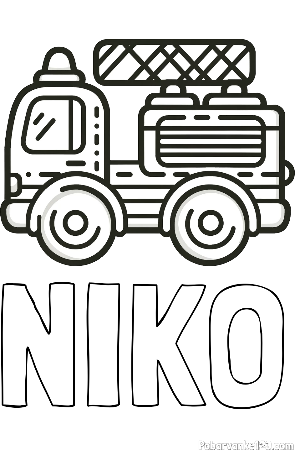 Pobarvanka imena NIKO in pobarvanka gasilski avto