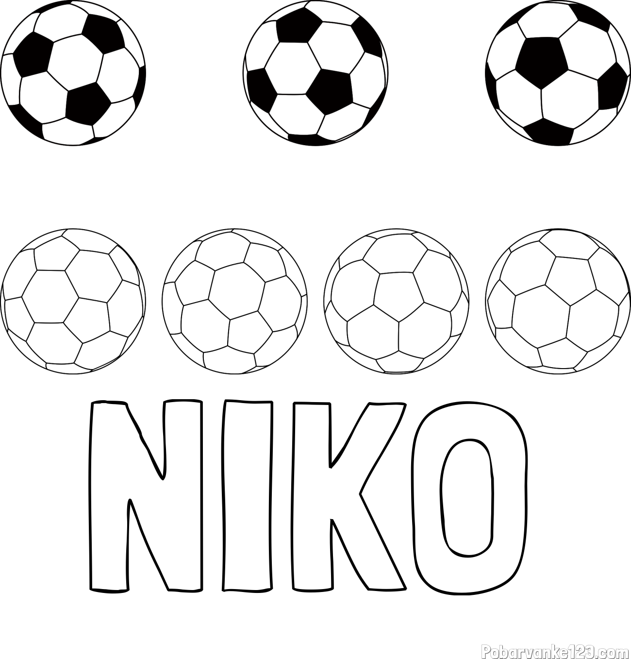 Pobarvanka imena NIKO in pobarvanka nogometnih žog