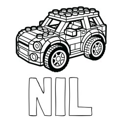 Online izdelana pobarvanka - Pobarvanka imena NIL in pobarvanka avtomobila sestavljenega iz LEGO kock
