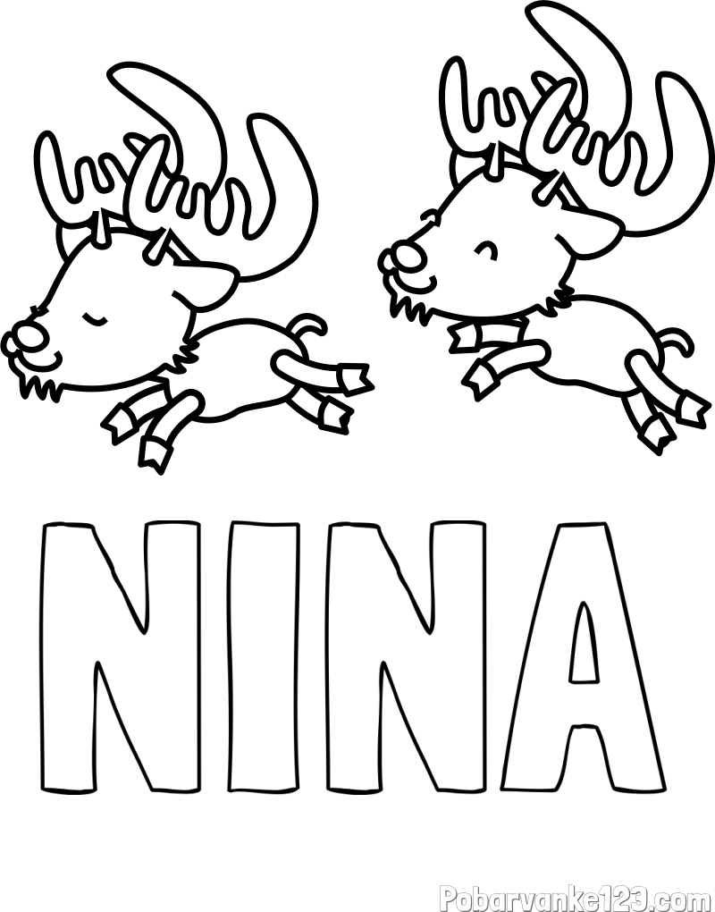 Pobarvanka imena NINA in jelenčka