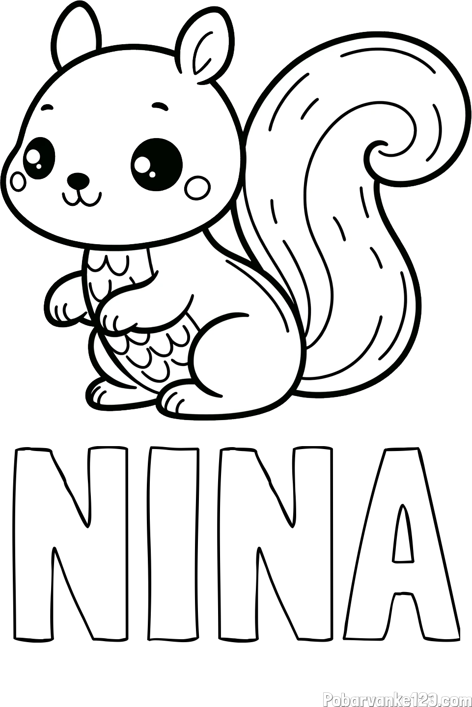 Pobarvanka imena NINA in pobarvanka ljubke veverice