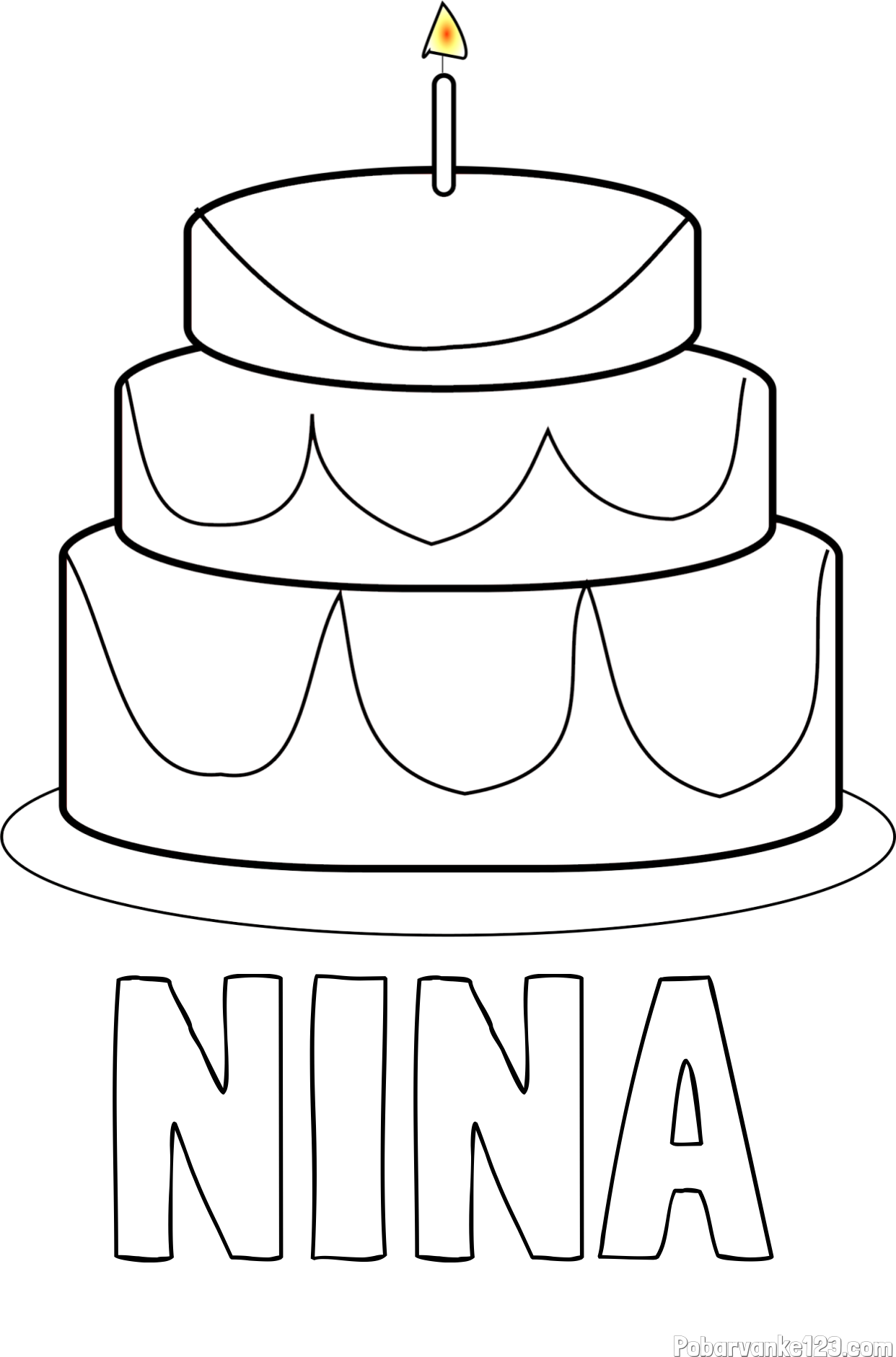 Pobarvanka imena NINA in pobarvanka poročne torte