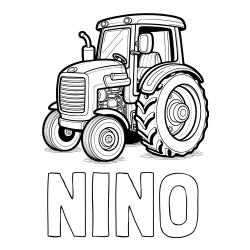 Online izdelana pobarvanka - Pobarvanka imena NINO in pobarvanka starega, a lepega traktorja