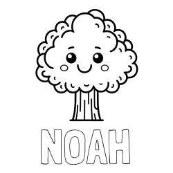 Online izdelana pobarvanka - Pobarvanka imena NOAH in otroška pobarvanka drevesa