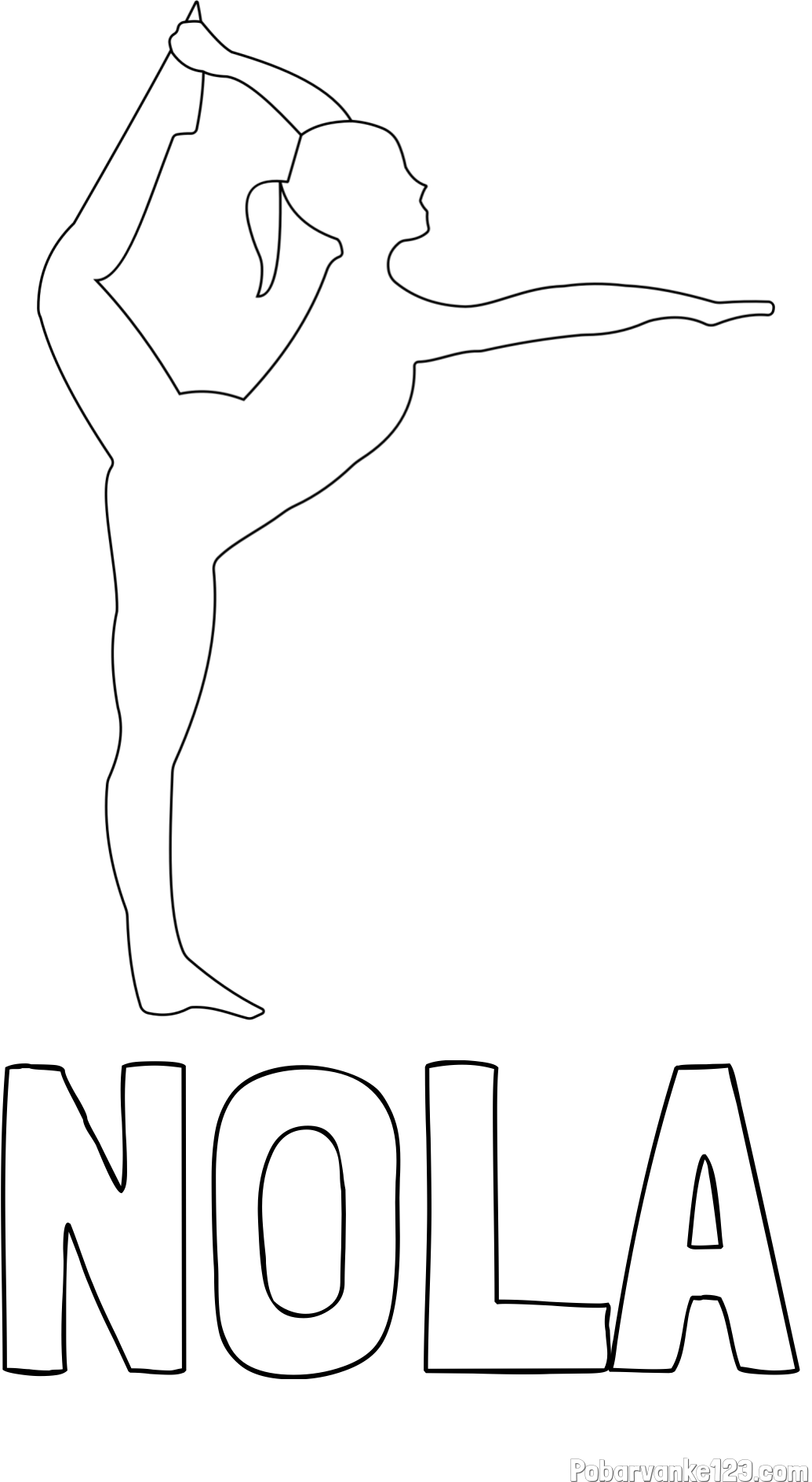 Pobarvanka imena NOLA in pobarvanka baletke med ogrevanjem