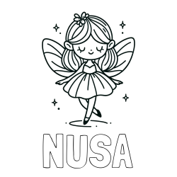 Online izdelana pobarvanka - Pobarvanka imena NUŠA in enostavna pobarvanka čarobne vile
