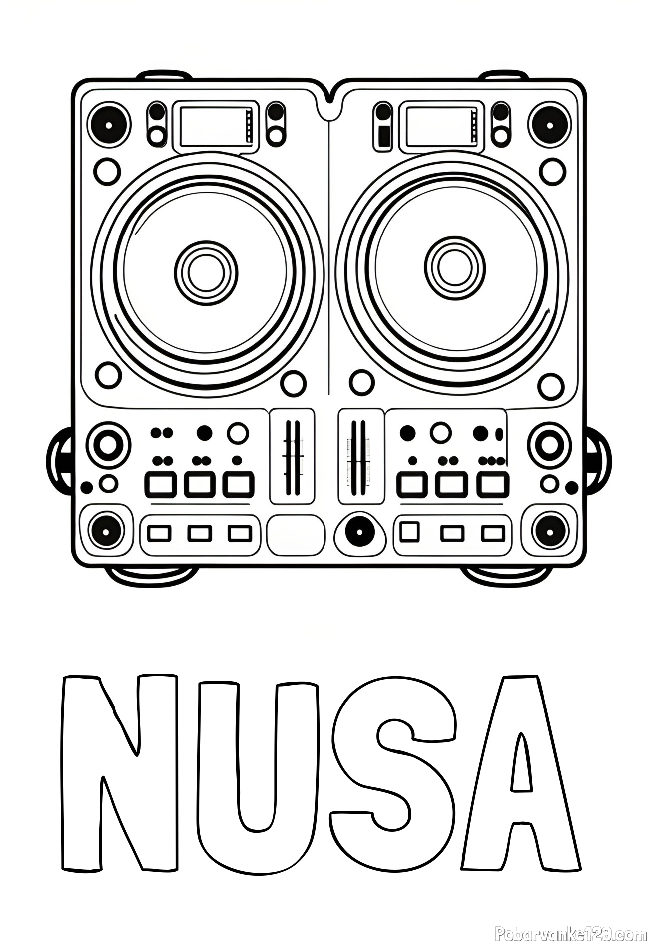 Pobarvanka imena NUŠA in pobarvanka DJ MIXER
