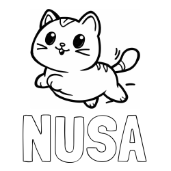 Online izdelana pobarvanka - Pobarvanka imena NUŠA in pobarvanka prikupne mačke med tekom