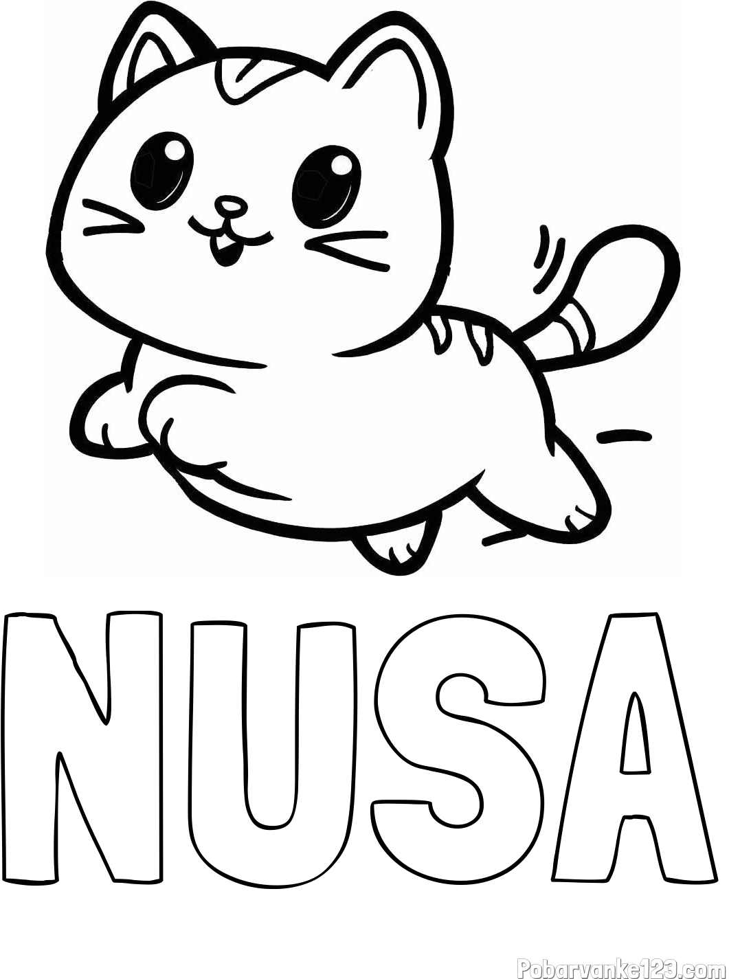 Pobarvanka imena NUŠA in pobarvanka prikupne mačke med tekom