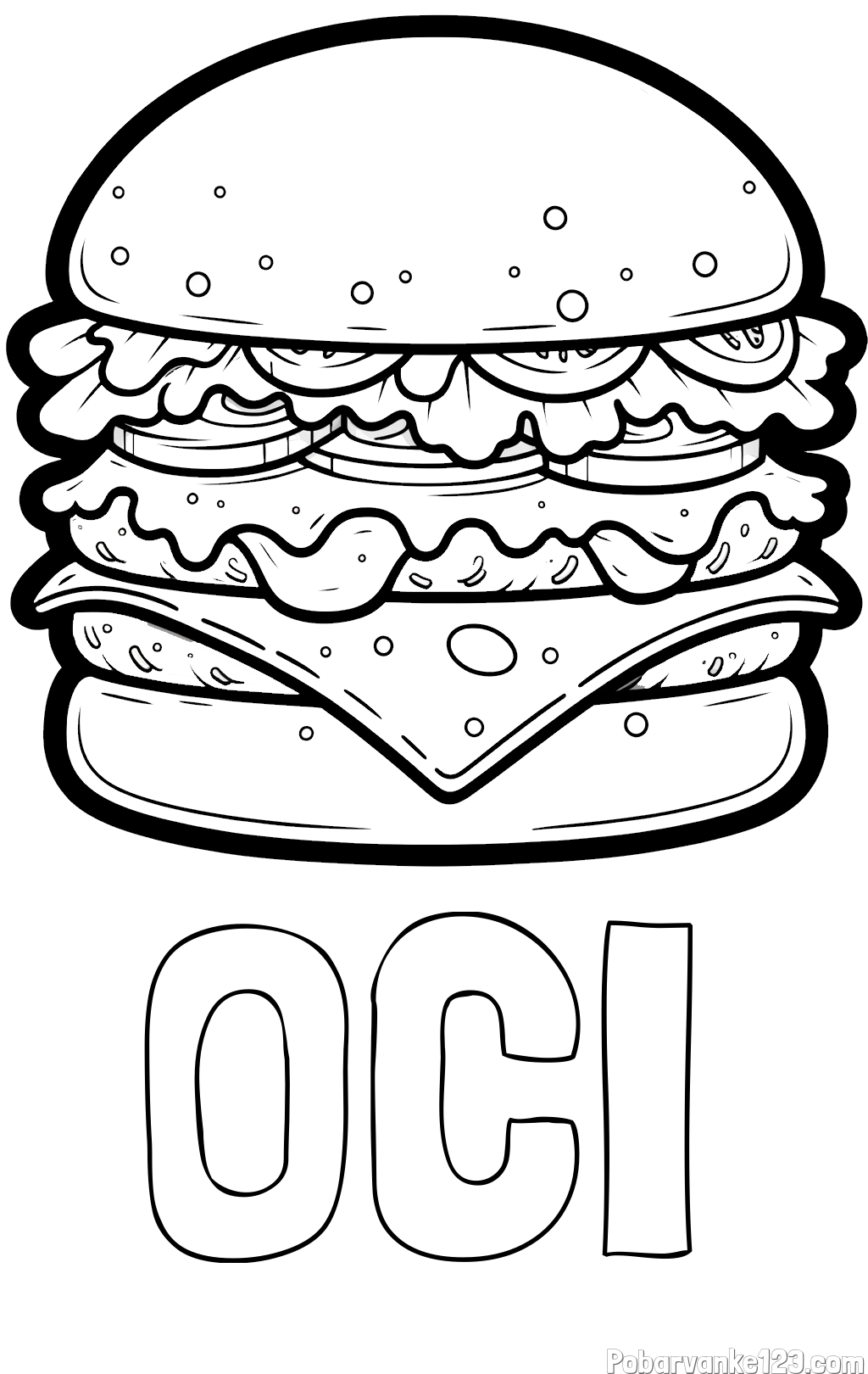 Pobarvanka imena OČI in pobarvanka hamburger