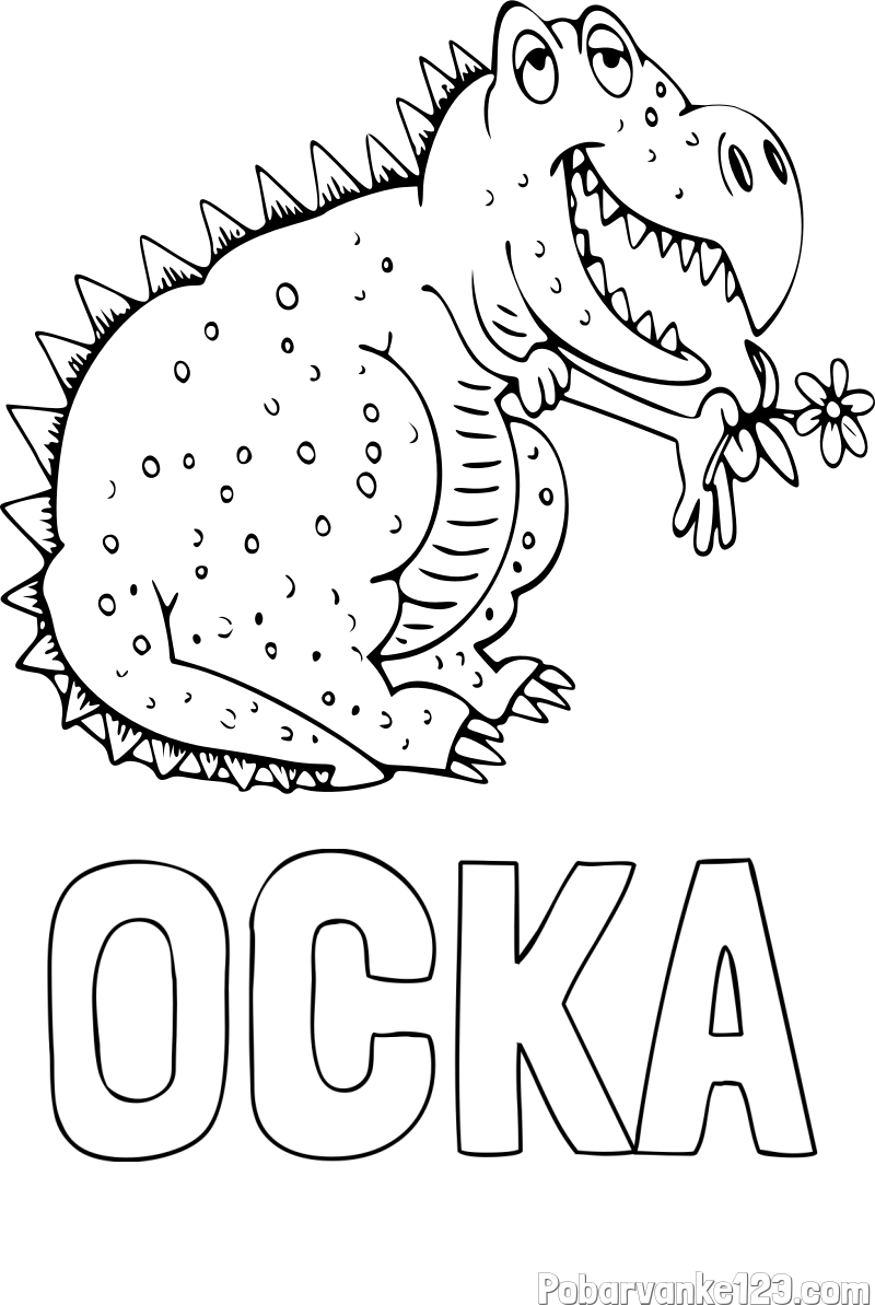 Pobarvanka imena OČKA in pobarvanka veselega dinozavra