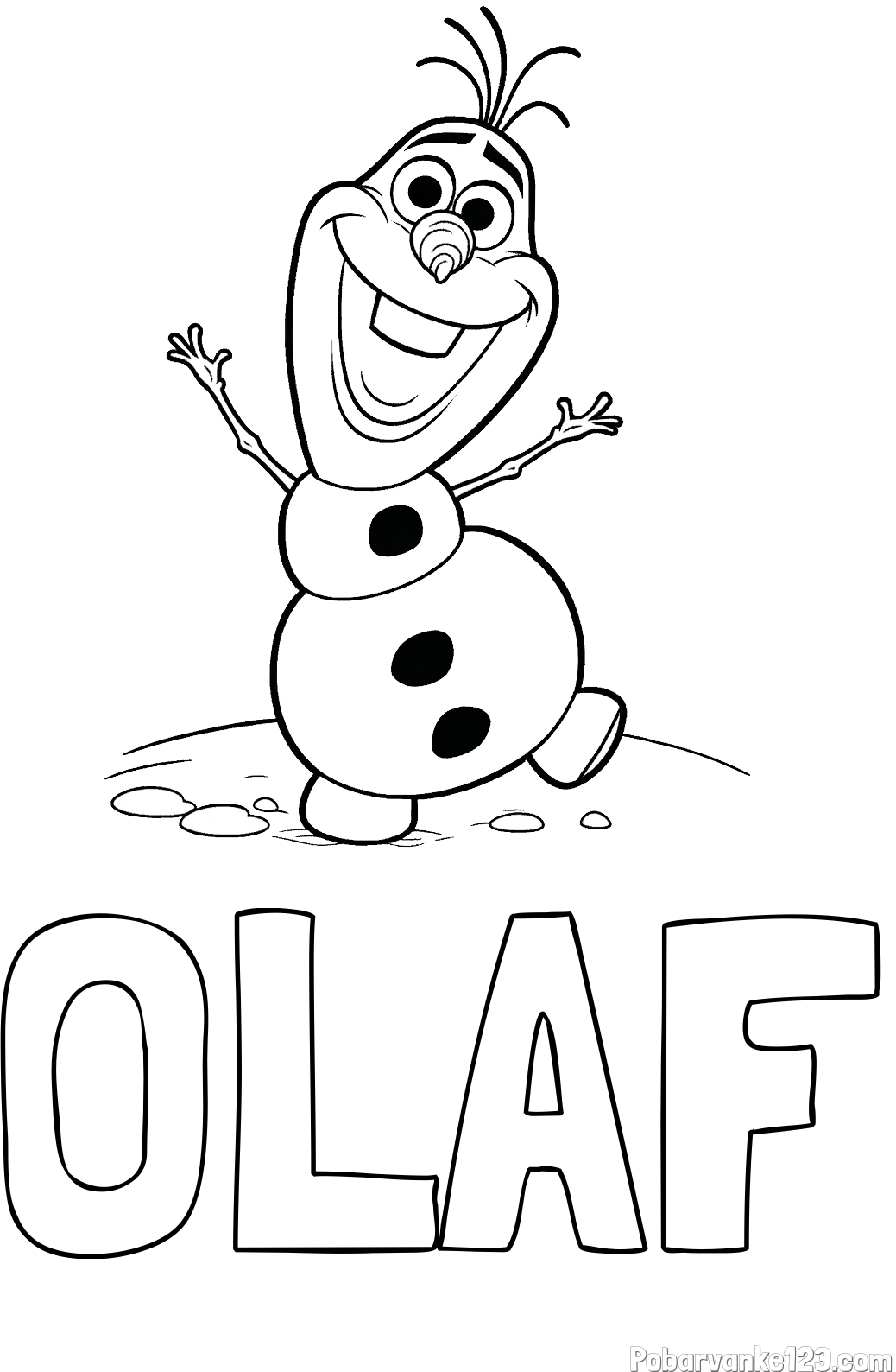 Pobarvanka imena OLAF in pobarvaka lubkega snežaka Olaf