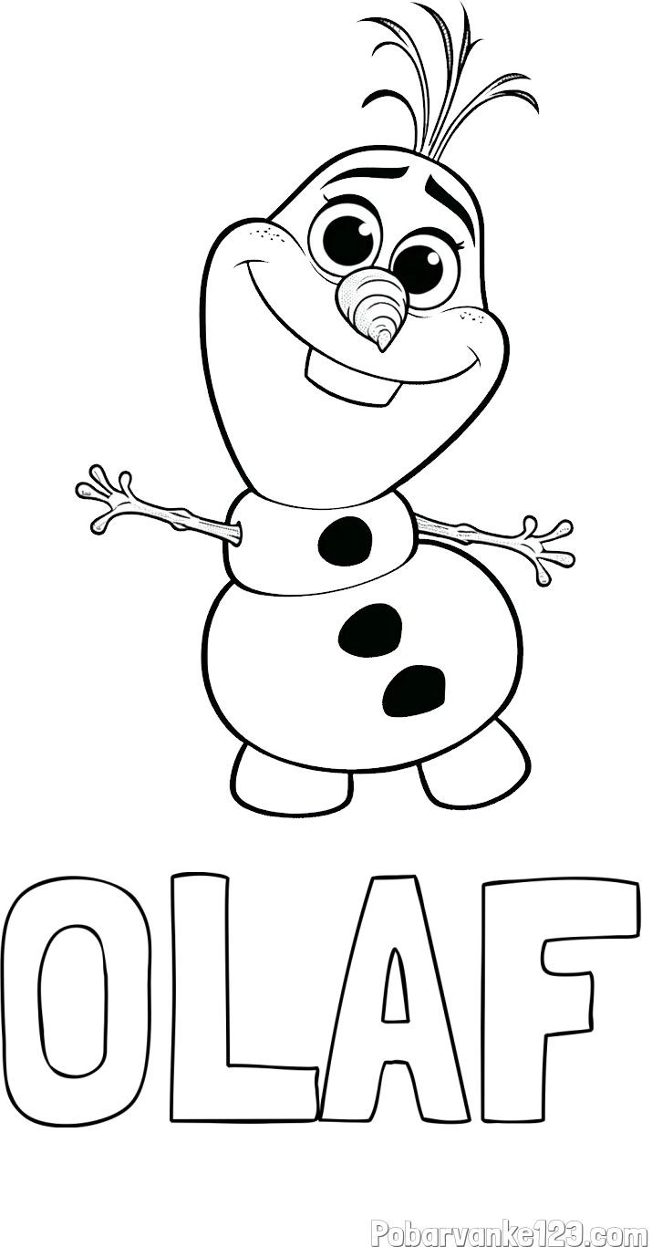 Pobarvanka imena OLAF in pobarvanka prisrčnega snežaka Olaf