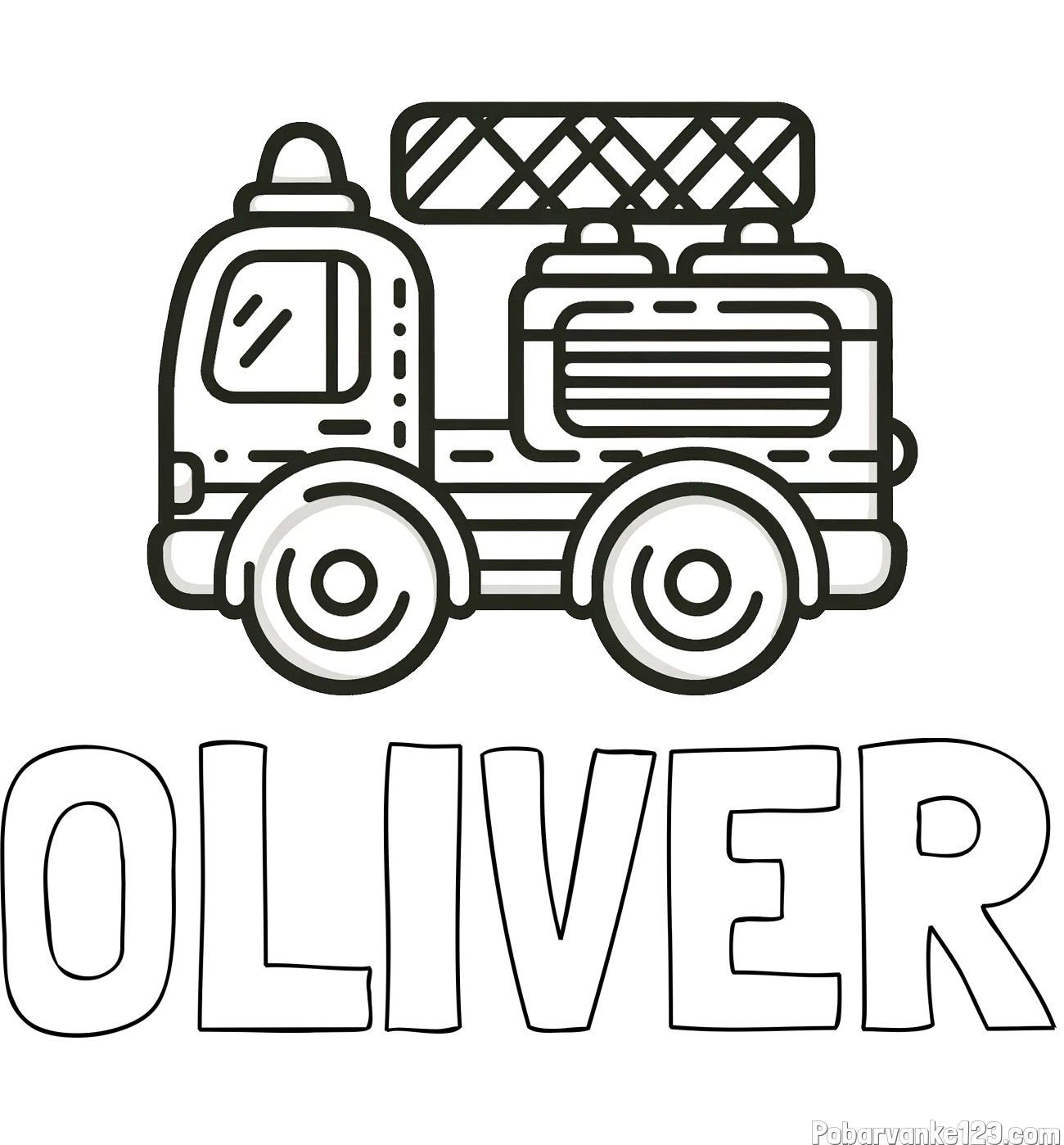 Pobarvanka imena OLIVER in pobarvanka gasilski avto
