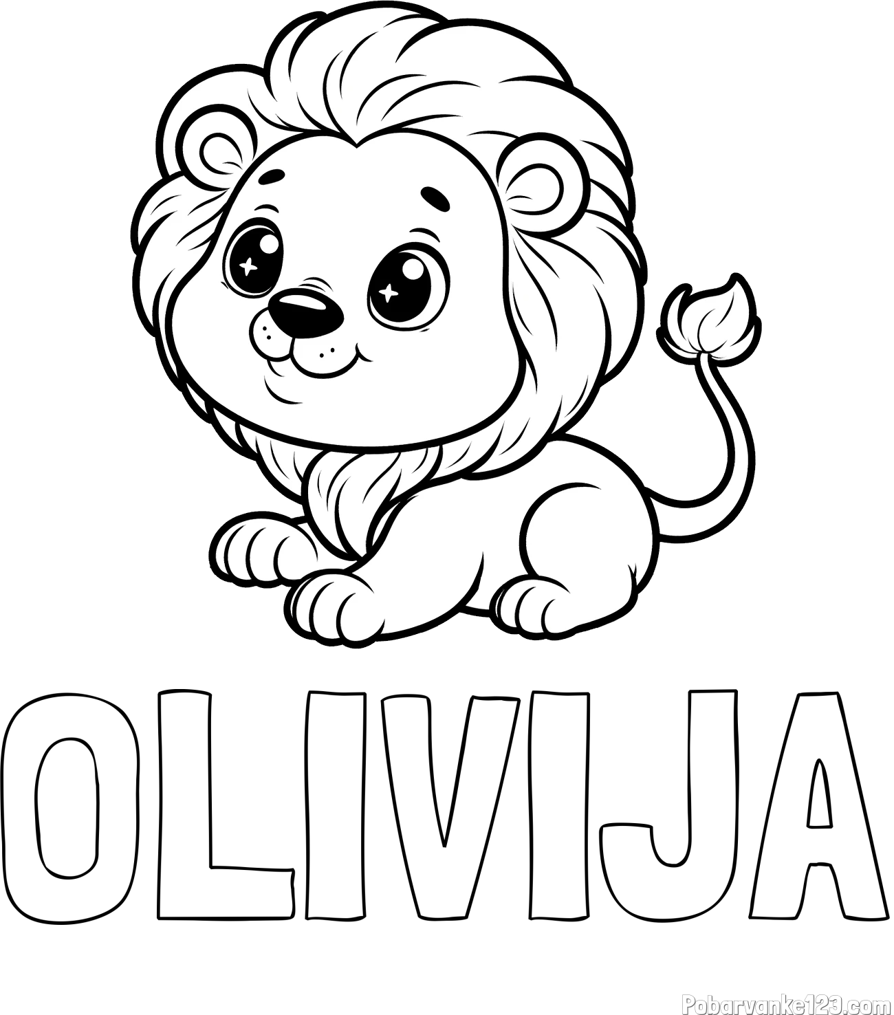 Pobarvanka imena OLIVIJA in pobarvanka igrivega levčka