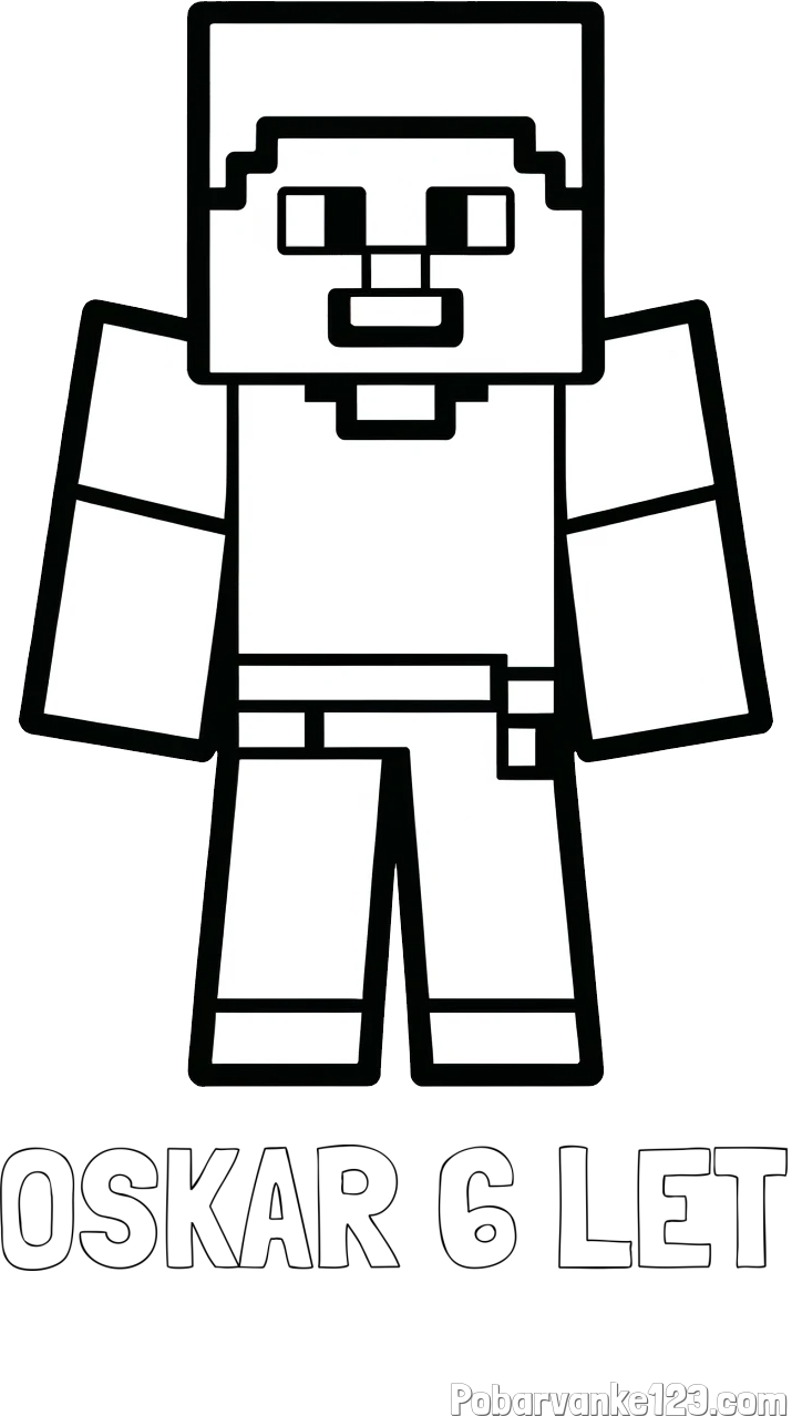 Pobarvanka imena OSKAR 6 LET in pobarvanka Minecraft figurice