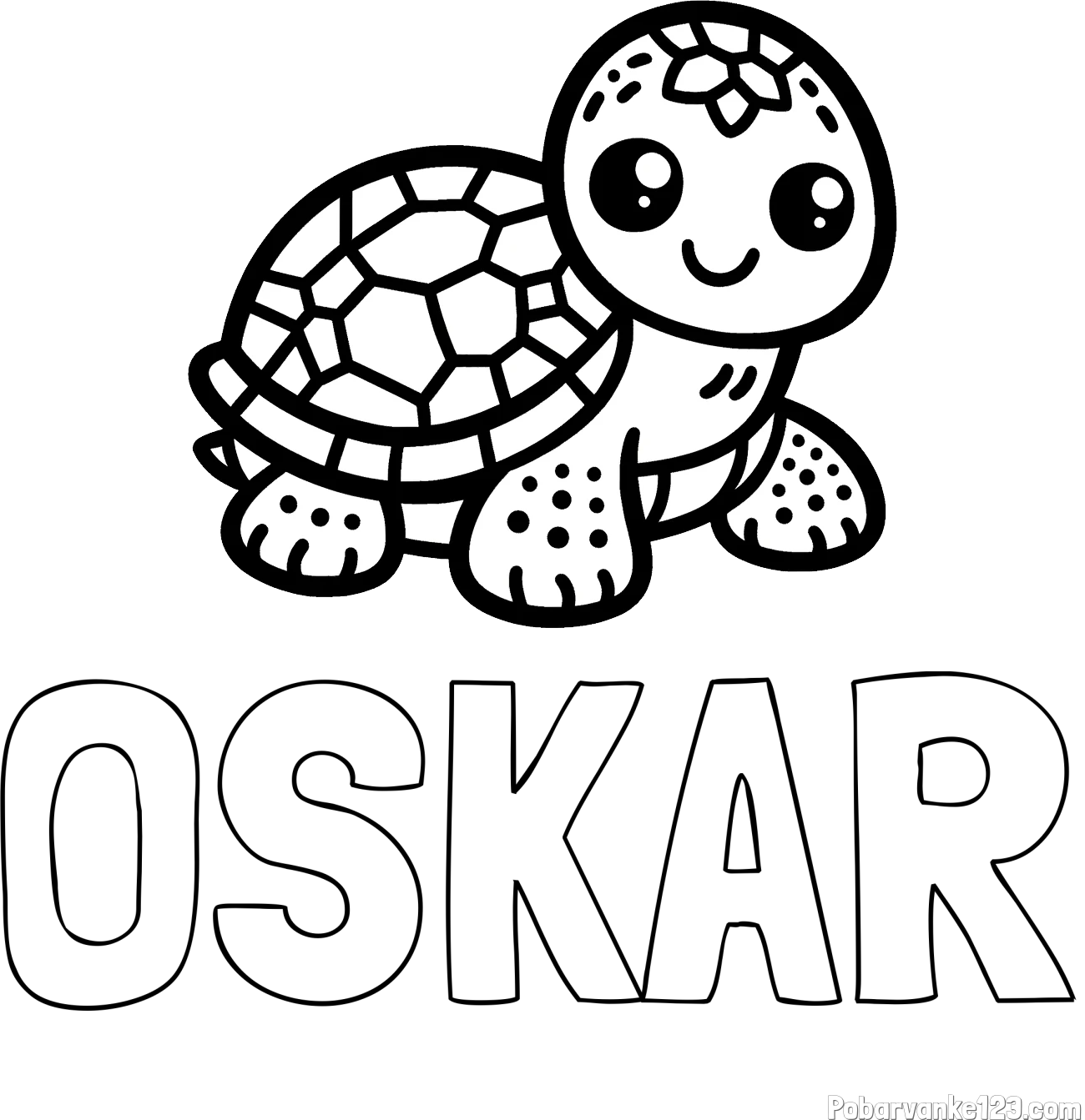 Pobarvanka imena OSKAR in otroška pobarvanka želve
