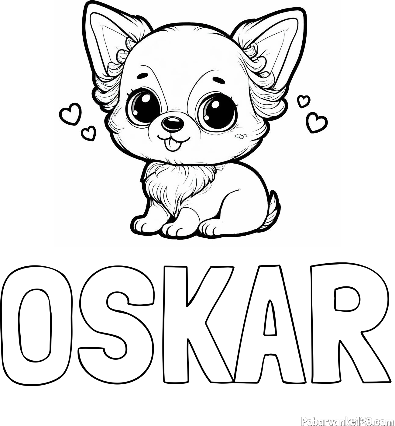 Pobarvanka imena OSKAR in pobarvanka čivave