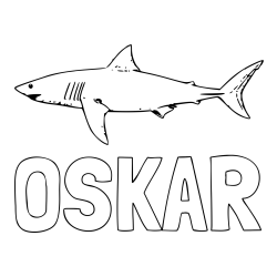 Online izdelana pobarvanka - Pobarvanka imena OSKAR in pobarvanka morskega psa