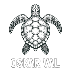 Online izdelana pobarvanka - Pobarvanka imena OSKAR VAL in enostavna pobarvanka želve
