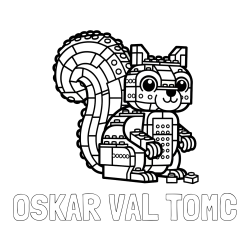 Online izdelana pobarvanka - Pobarvanka imena OSKAR VAL TOMC in pobarvanka LEGO veverice