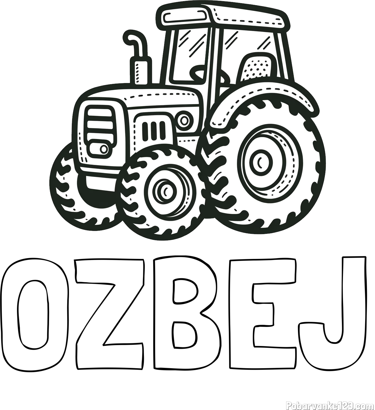 Pobarvanka imena OŽBEJ in pobarvanka čudovitega traktorja