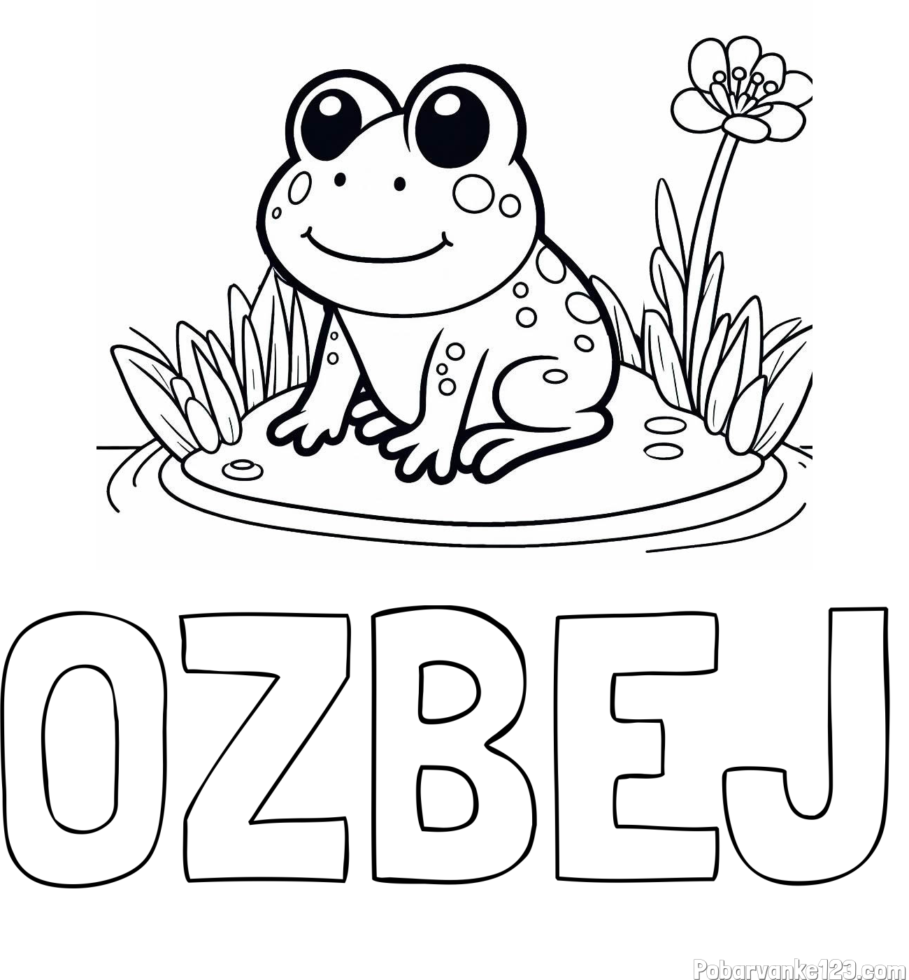 Pobarvanka imena OŽBEJ in pobarvanka žabe